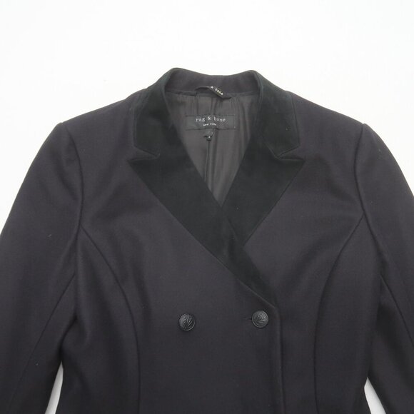 Rag & Bone Cate Double Breasted Wool Pea Coat Black Size 2 - Picture 8 of 14